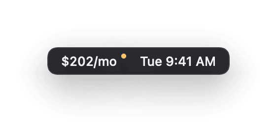 The Duesday total in the macOS menu bar beside the clock